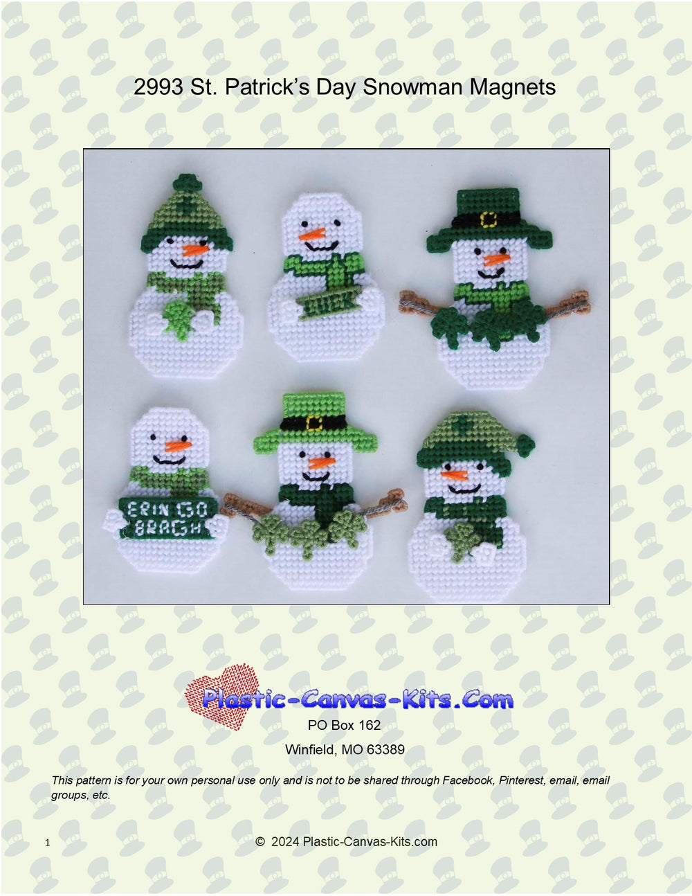 St. Patrick's Day Snowman Magnets