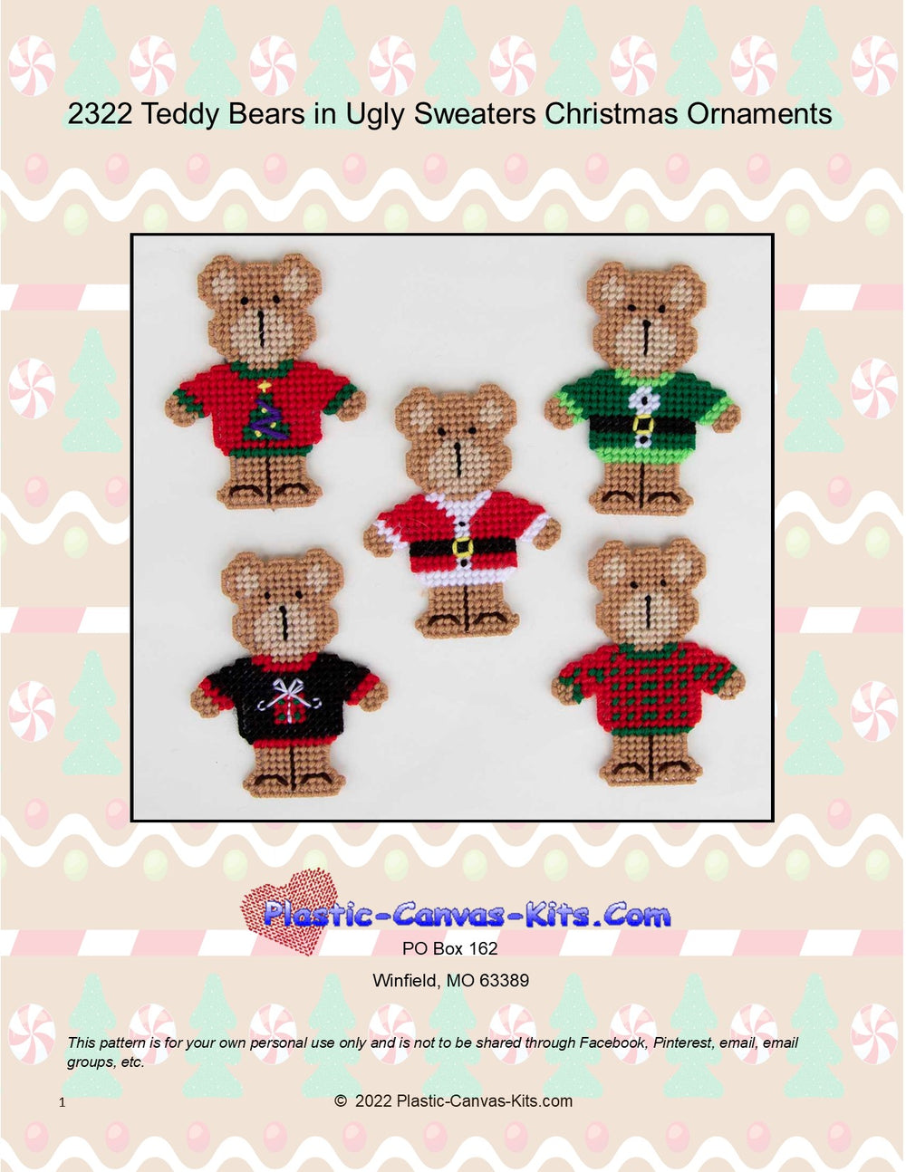 Teddy Bears in Ugly Sweaters Christmas Ornaments