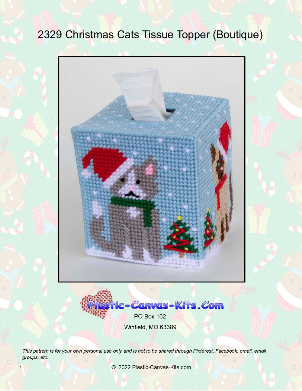 Christmas Cats Boutique Tissue Topper
