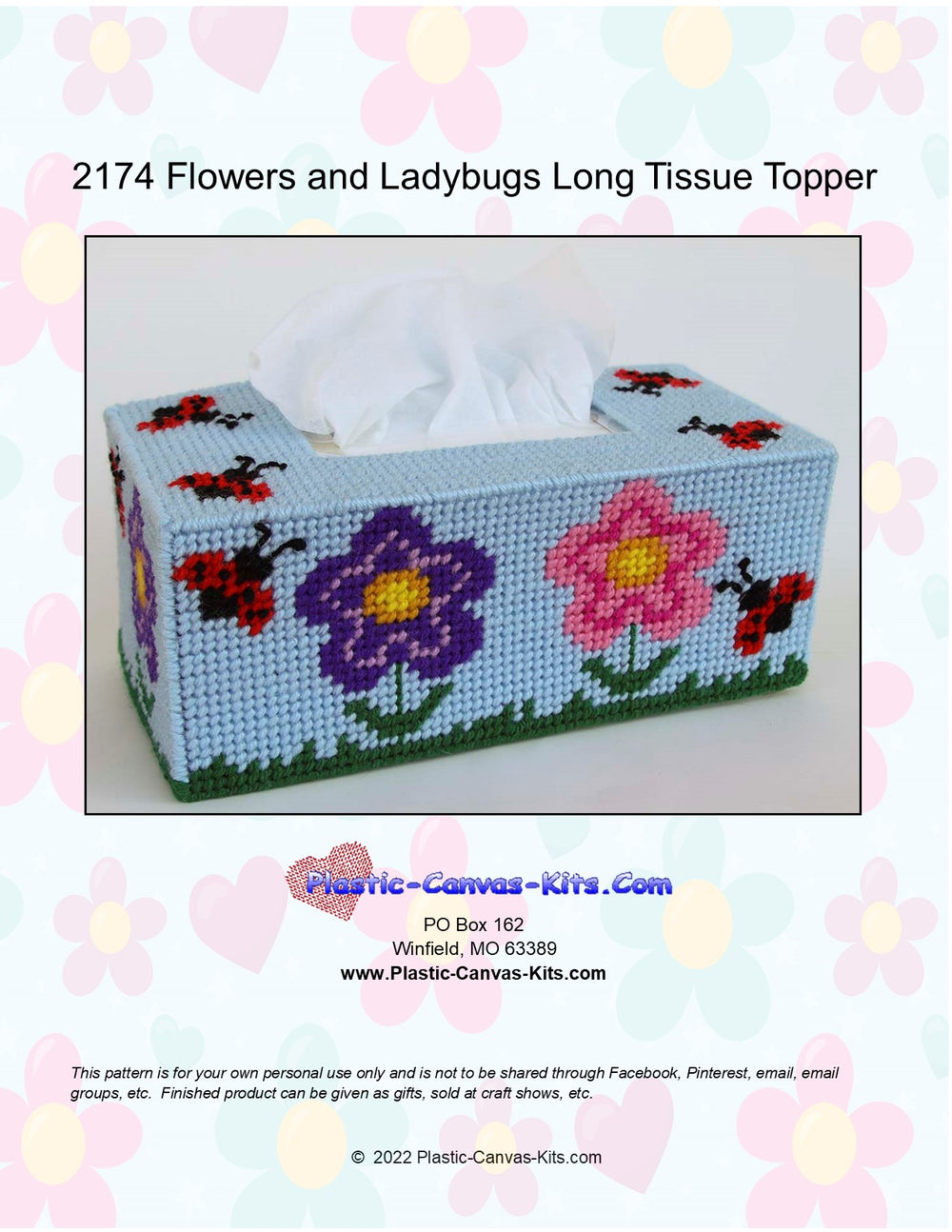 Flowers and Ladybugs Long Tissue Topper