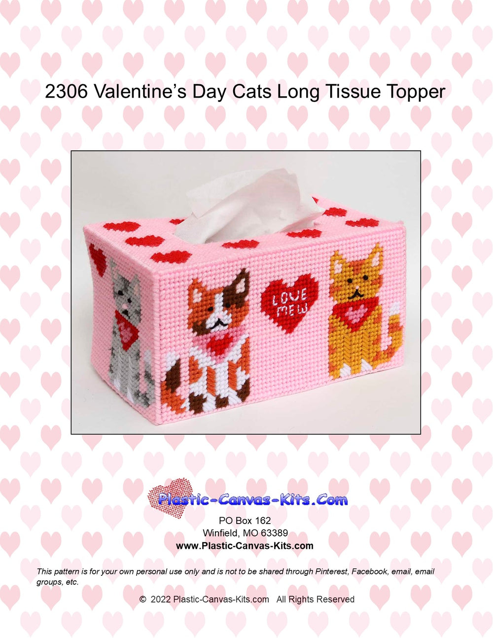 Valentine's Day Cats Long Tissue Topper