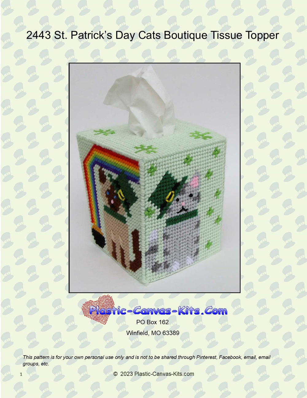 St. Patrick's Day Cats Tissue Topper (Boutique)