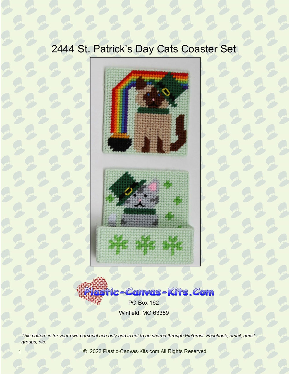 St. Patrick's Day Cat Coaster Set