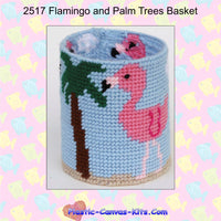 Flamingos and Palm Tree Basket