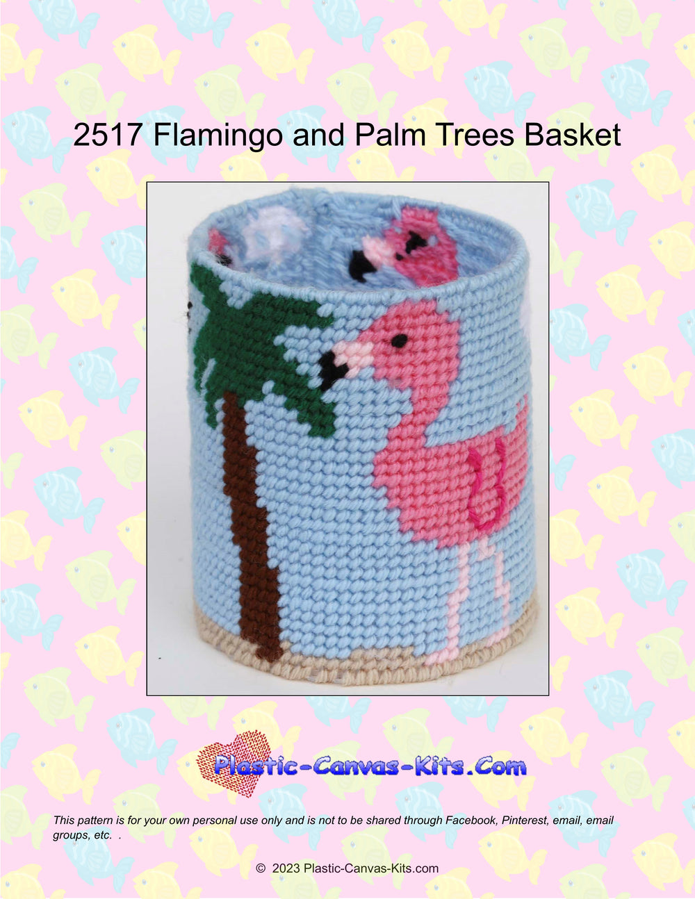 Flamingos and Palm Tree Basket