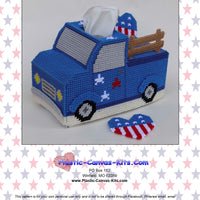 Patriotic Truck Tissue Topper and Coaster Set