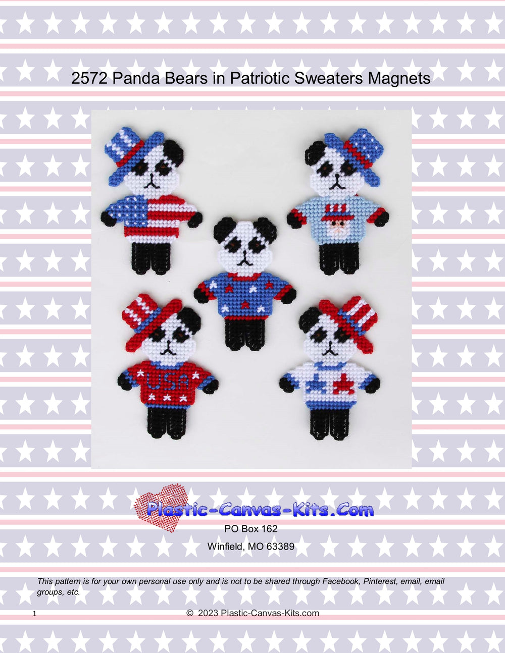 Panda Bears in Patriotic Sweaters Magnets