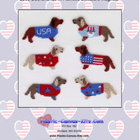 Dachshunds in Patriotic Sweaters Magnet Set