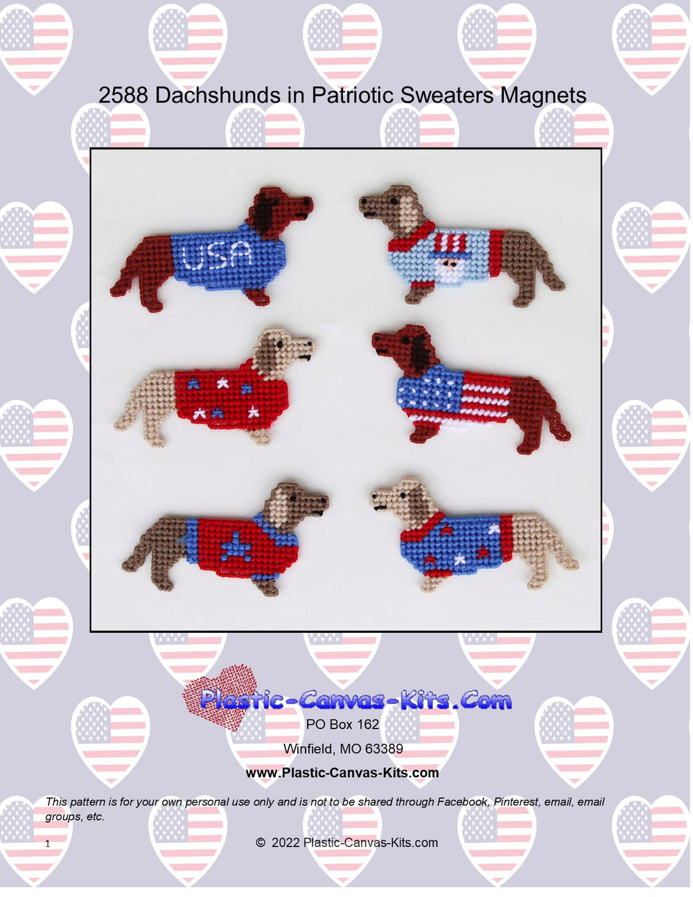Dachshunds in Patriotic Sweaters Magnet Set