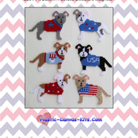 Pitbulls in Patriotic Sweaters Magnet Set