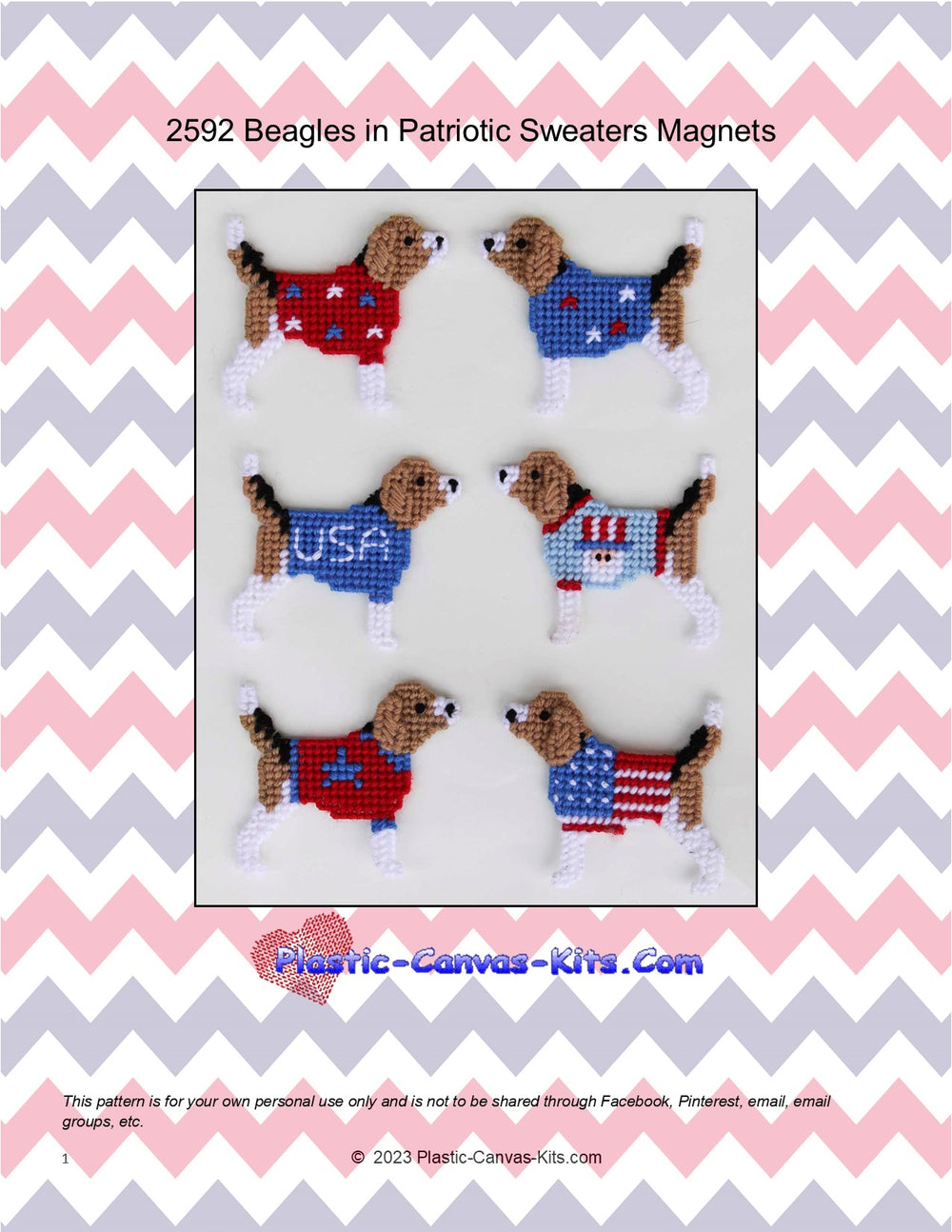 Beagles in Patriotic Sweaters Magnet Set