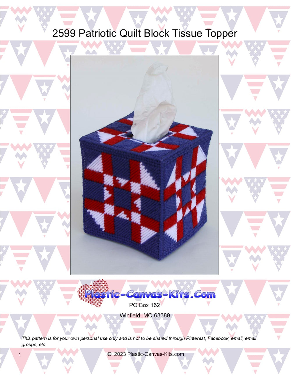 Patriotic  Quilt Tissue Topper