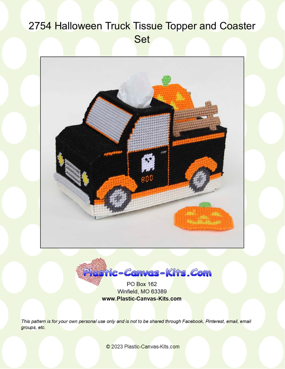 Halloween Truck Tissue Topper and Coaster Set
