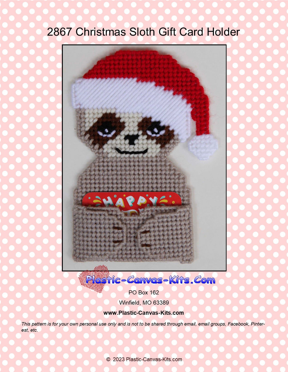 Christmas Sloth Gift Card Holder