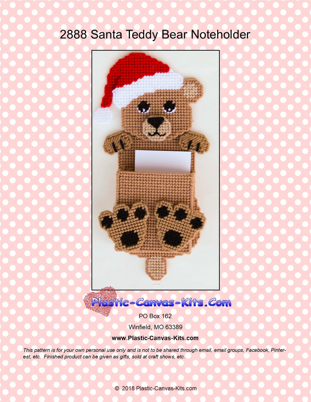 Santa Teddy Bear Note Holder