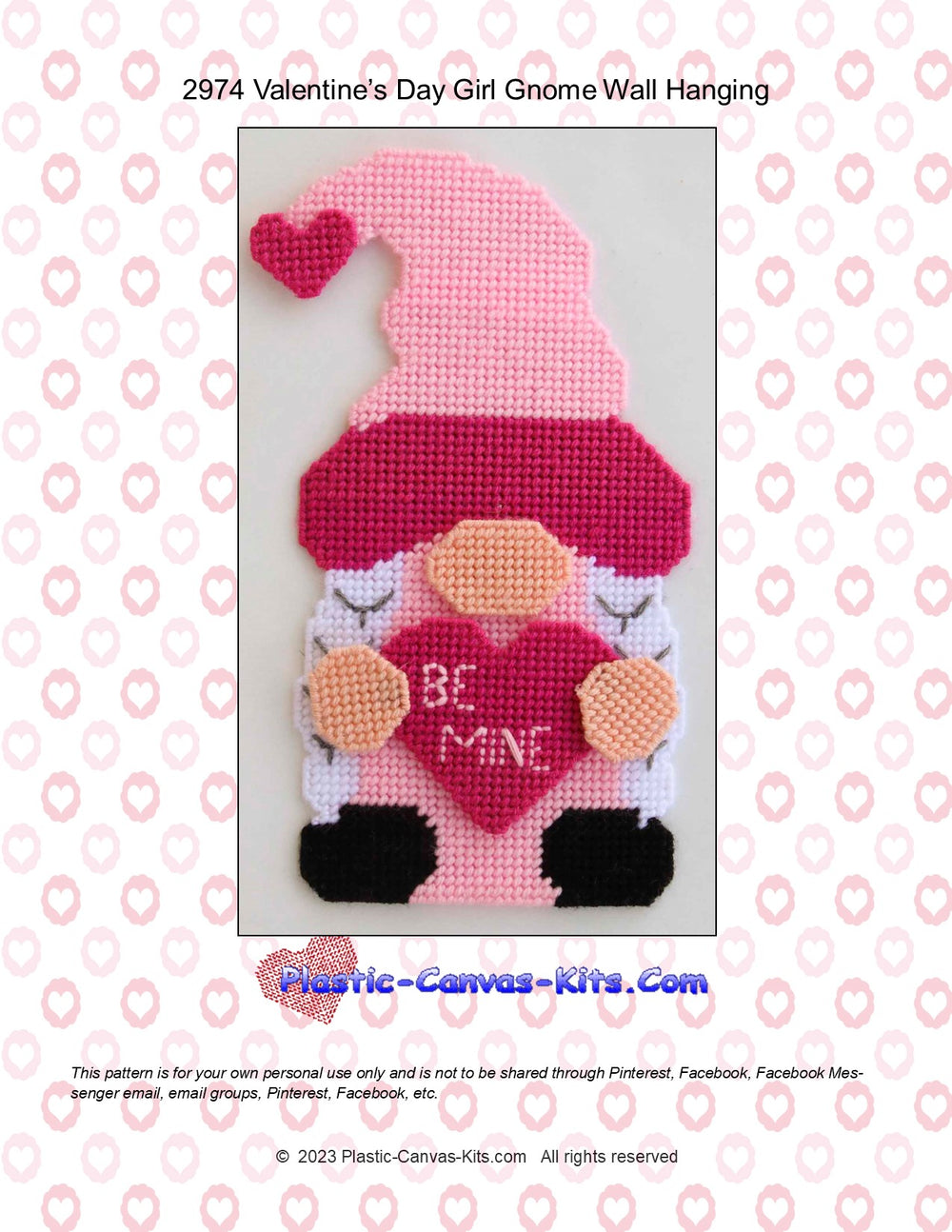 Valentine's Day Girl Gnome Wall Hanging