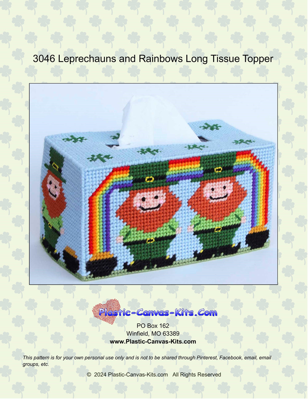 Leprechaun and Rainbow Long Tissue Topper