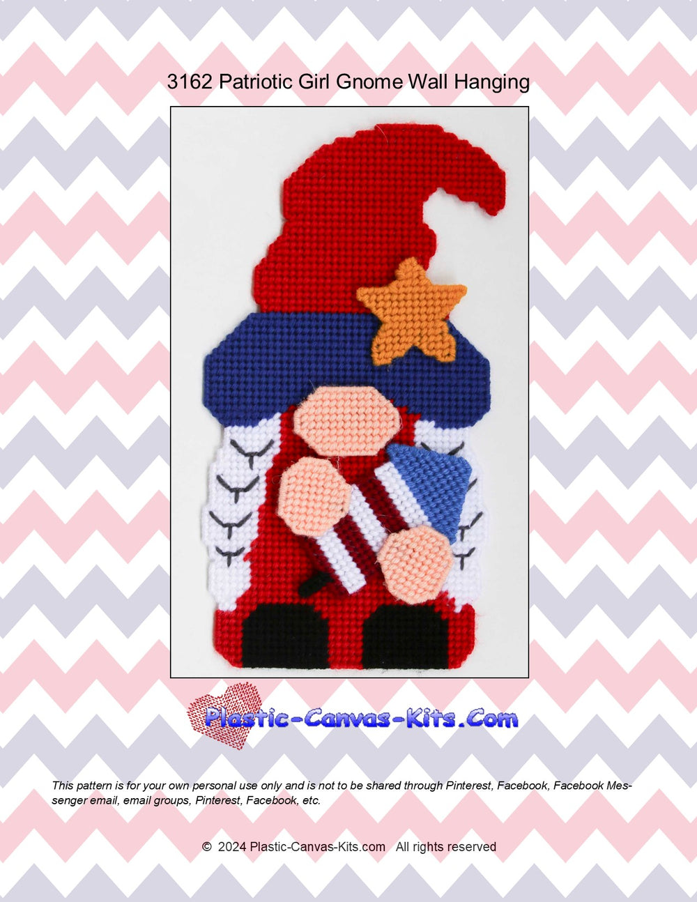 Patriotic Gnome Girl Wall Hanging