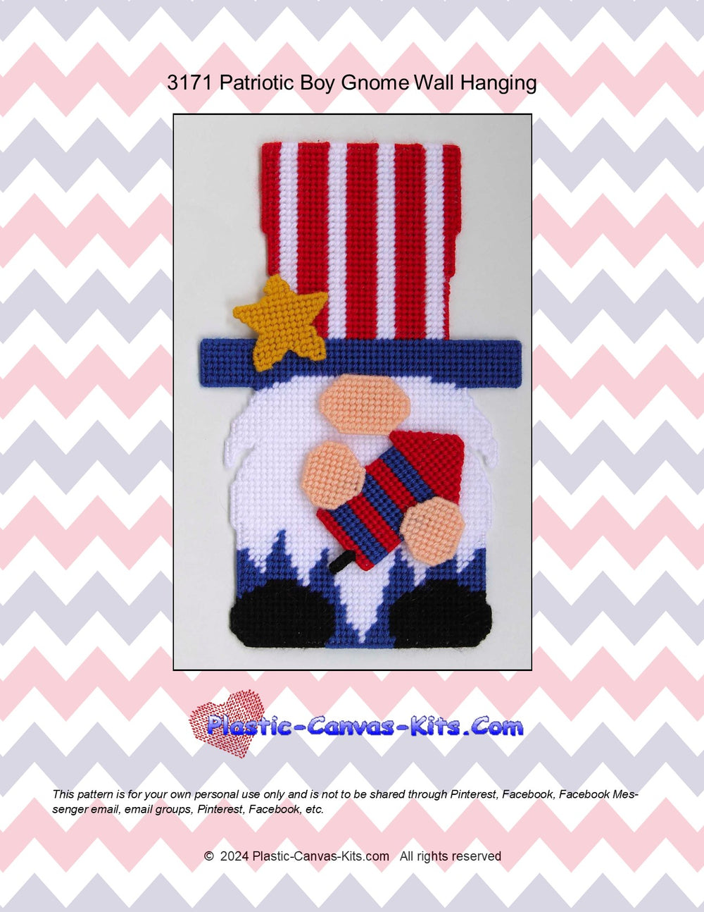 Patriotic Gnome Boy Wall Hanging