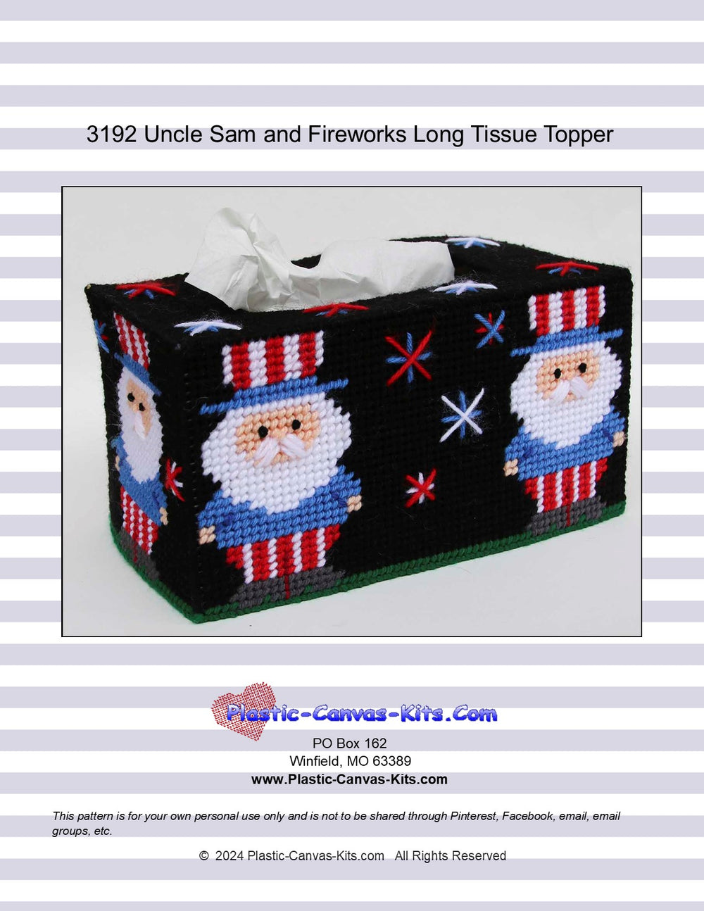 Uncle Sam and Fireworks Long Tissue Topper