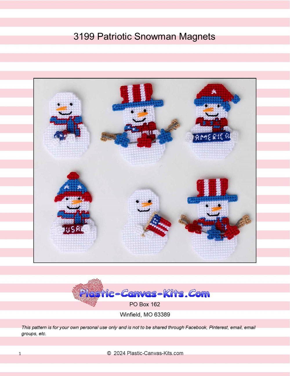 Patriotic Snowman Magnets