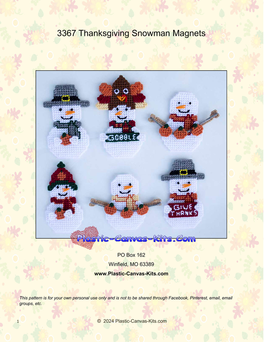 Thanksgiving Snowman Magnets