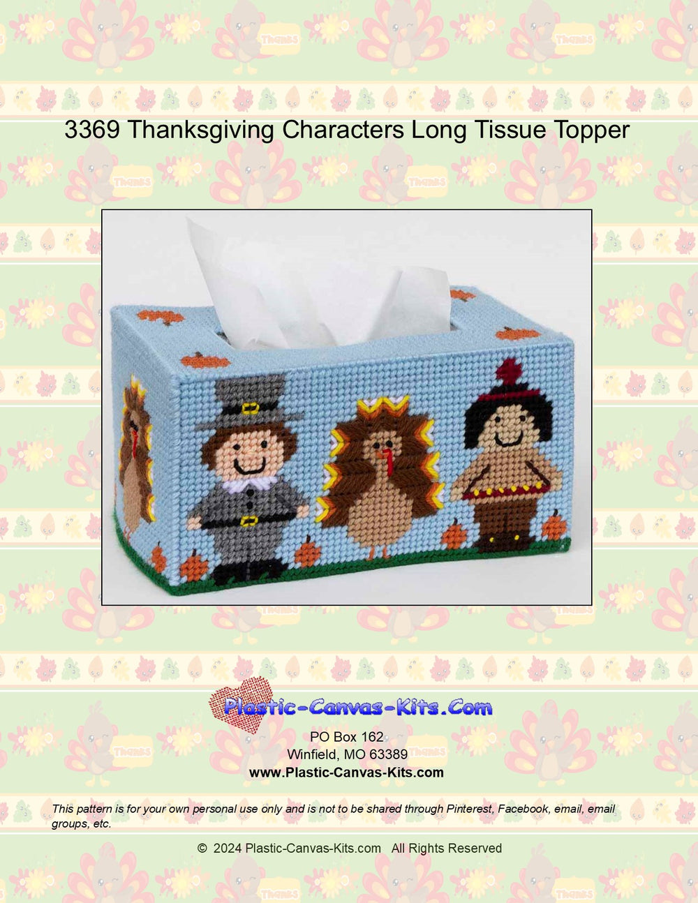 Thanksgiving Characters Long Tissue Topper