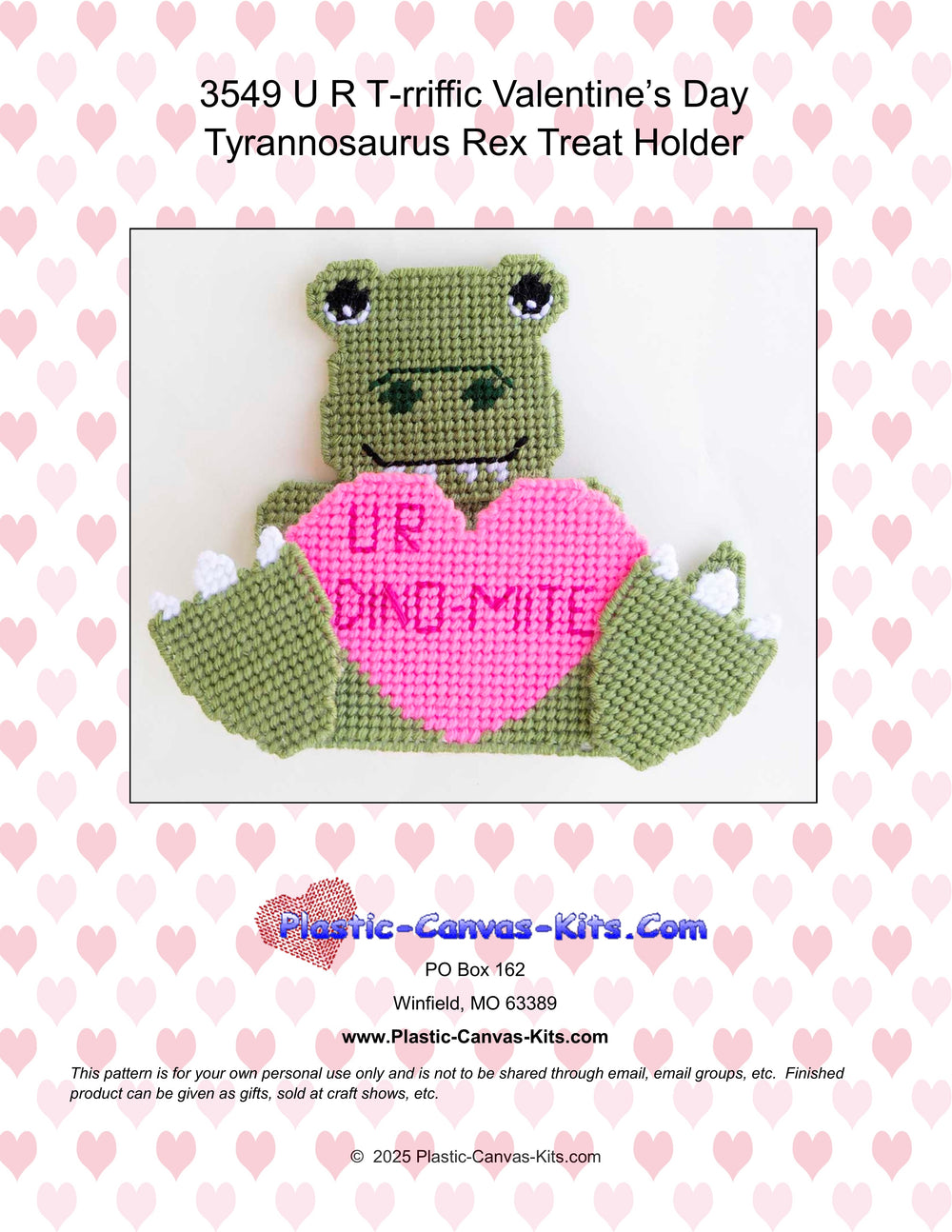 U R T-rriffic Valentine's Day Tyrannosaurus Rex Treat Holder