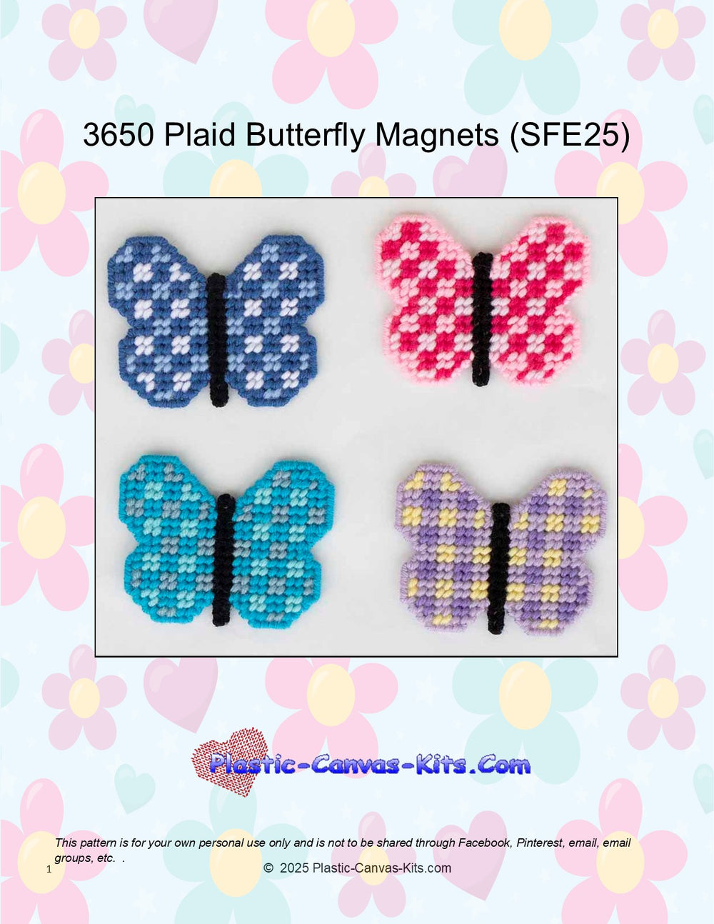 Plaid Butterfly Magnets