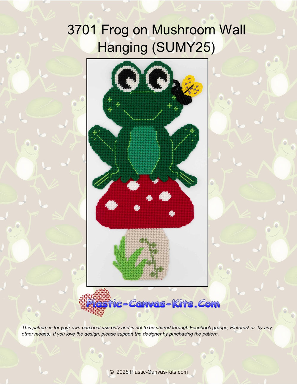Frog on Mushroom Wall Hanging