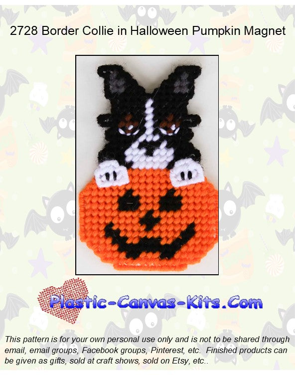 Border Collie in Halloween Pumpkin Magnet