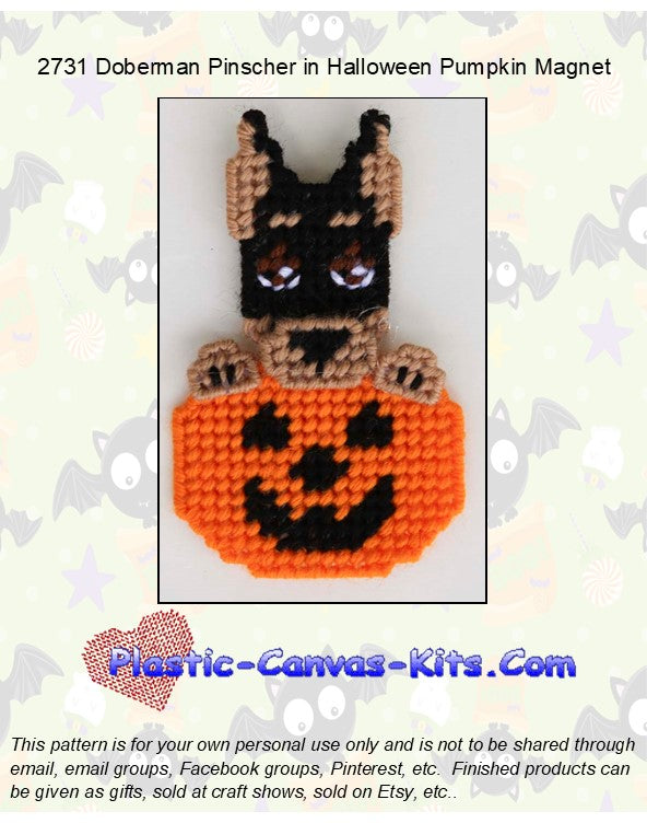 Doberman Pinscher in Halloween Pumpkin Magnet