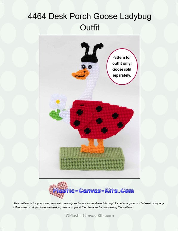 Ladybug Outfit for Desk Porch Goose| Plastic-Canvas-Kits.com