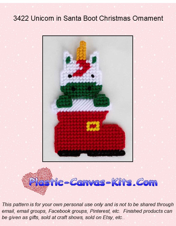 Unicorn in Santa Boot Christmas Ornament