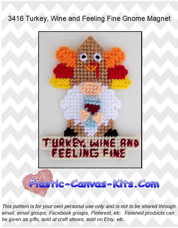 Turkey, Wine and Feeling Fine Gnome Magnet