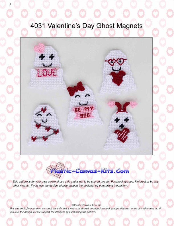 Valentine's Day Ghost Magnets| Plastic-Canvas-Kits.com