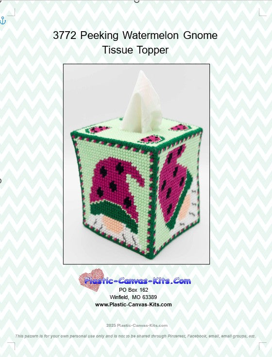 Peeking Watermelon Gnome Tissue Topper