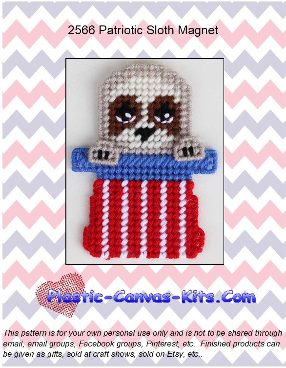 Patriotic Sloth Magnet