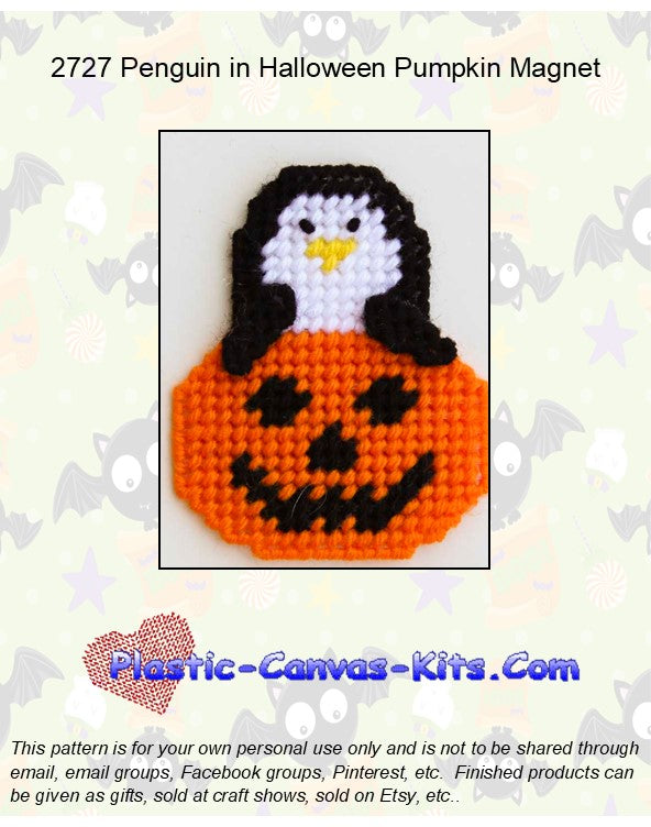 Penguin in Halloween Pumpkin Magnet