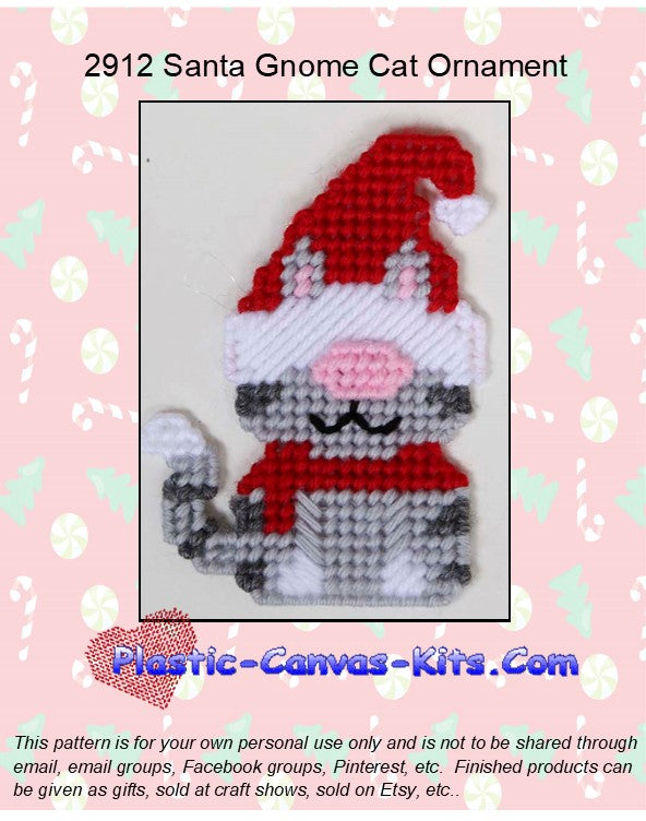 Santa Gnome Cat Christmas Ornament