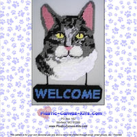 Grey Tabby Cat Welcome Sign