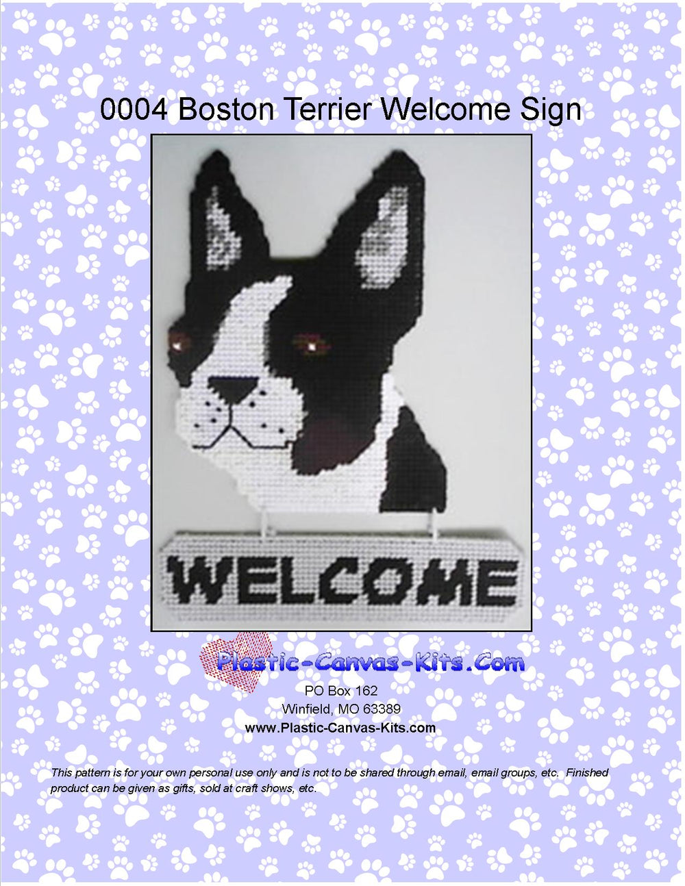 Boston Terrier Welcome Sign