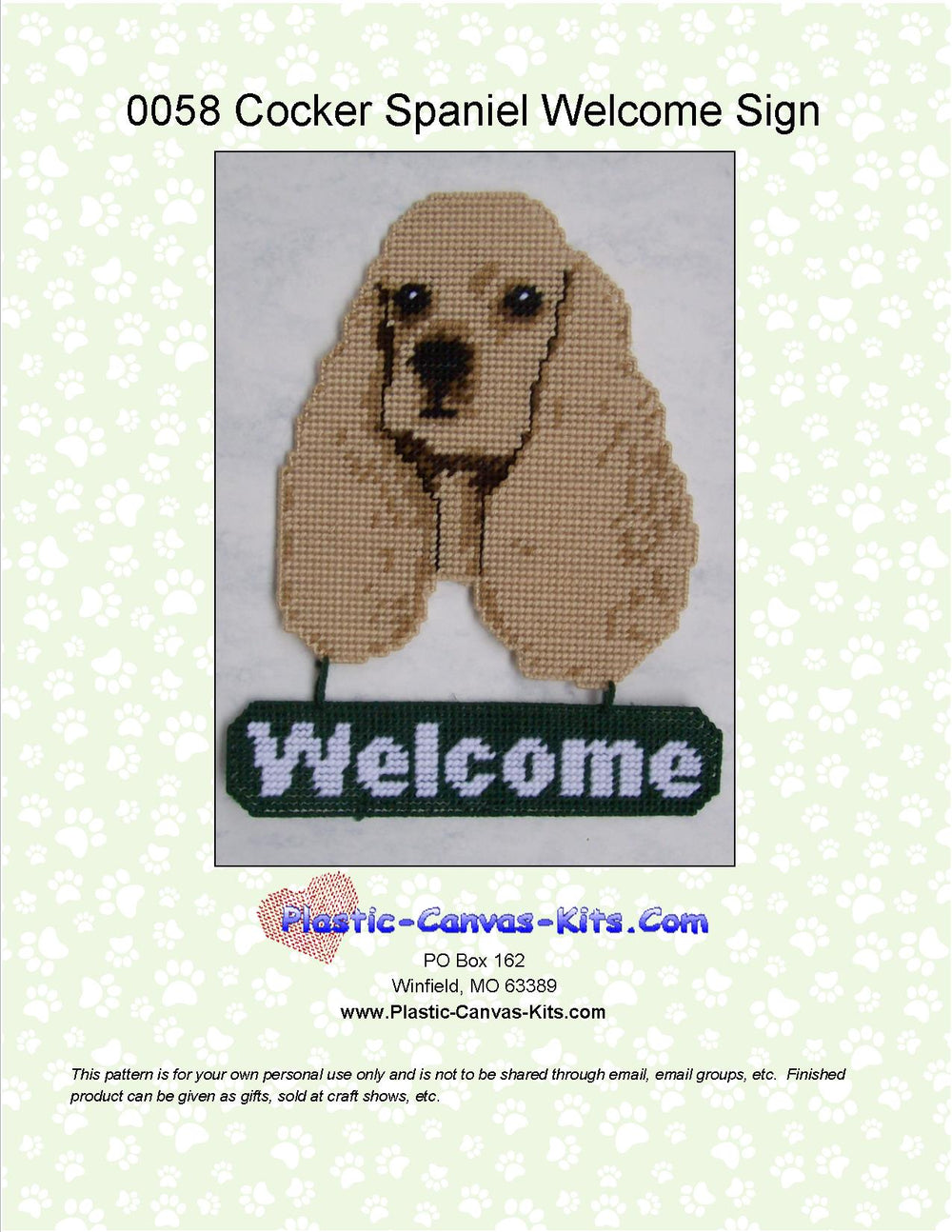 Cocker Spaniel Welcome Sign