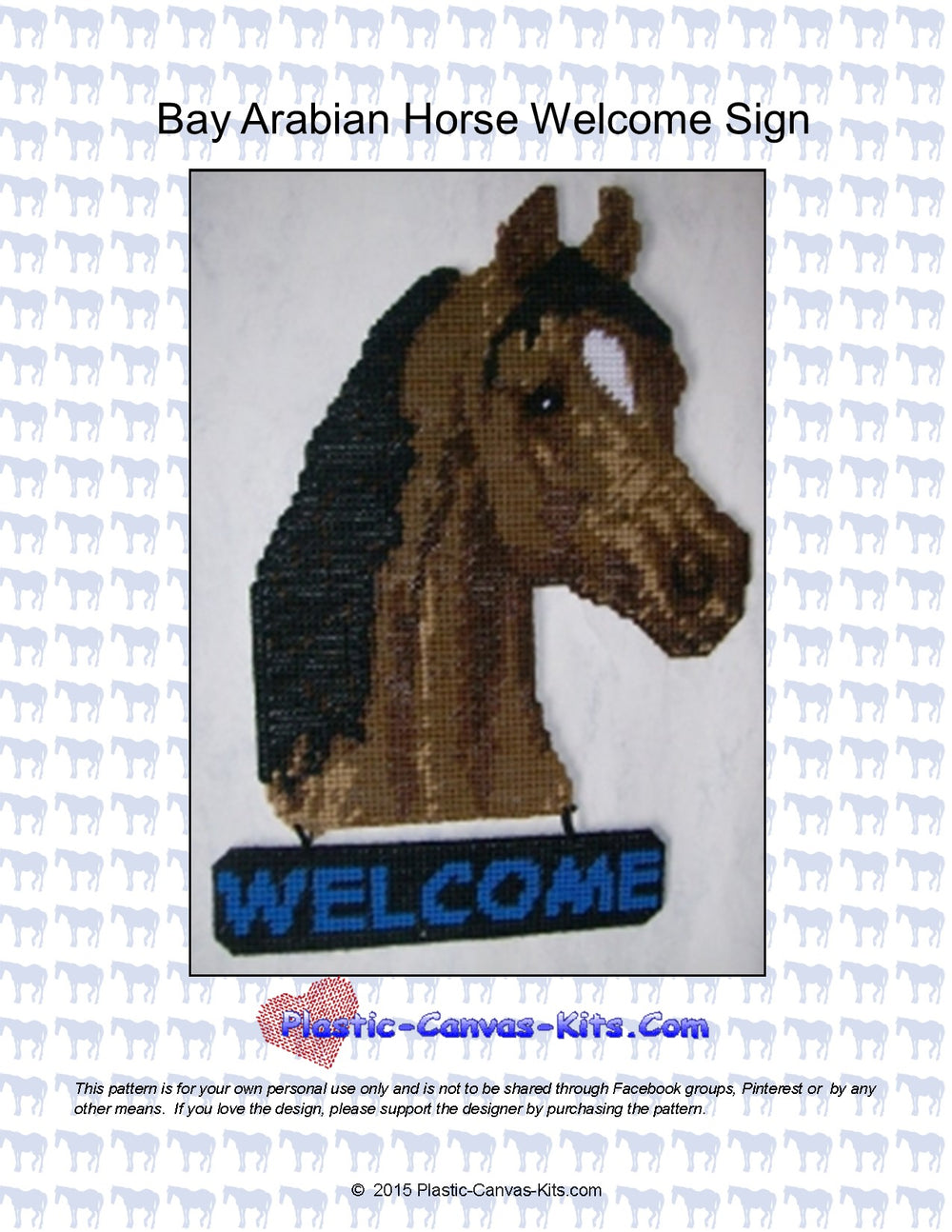 Bay Arabian Horse Welcome Sign