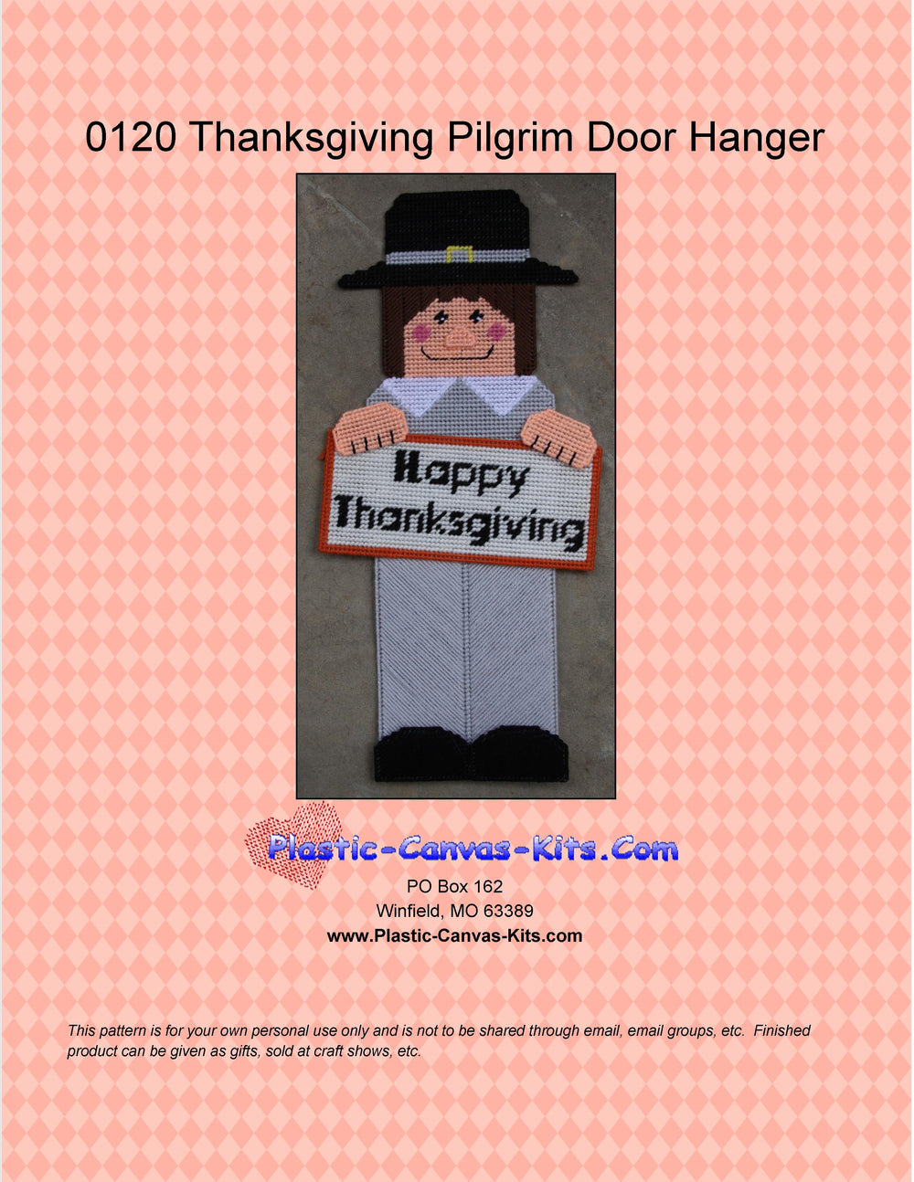 Happy Thanksgiving Pilgrim Door Hanger