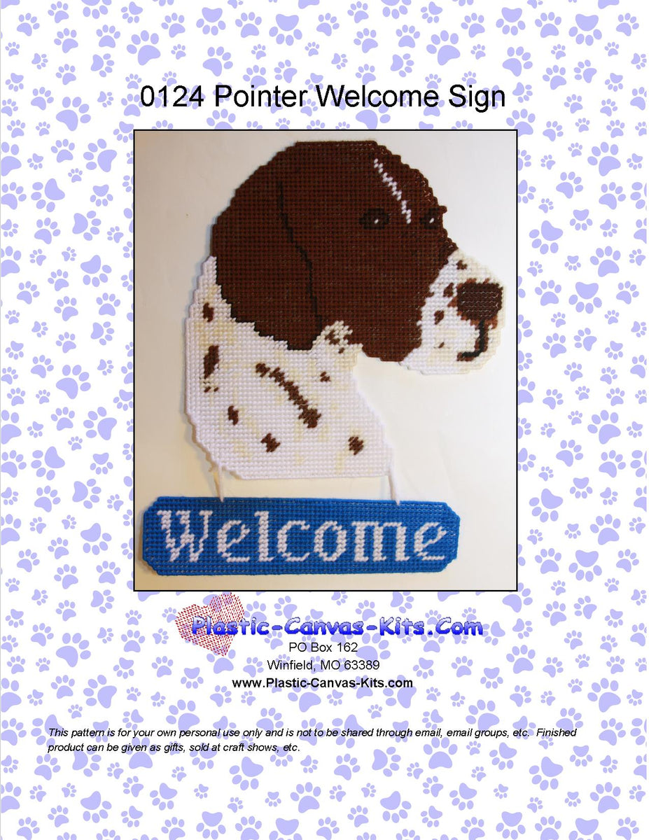 Plastic Canvas-Pointer Welcome Sign| Plastic-Canvas-Kits.com