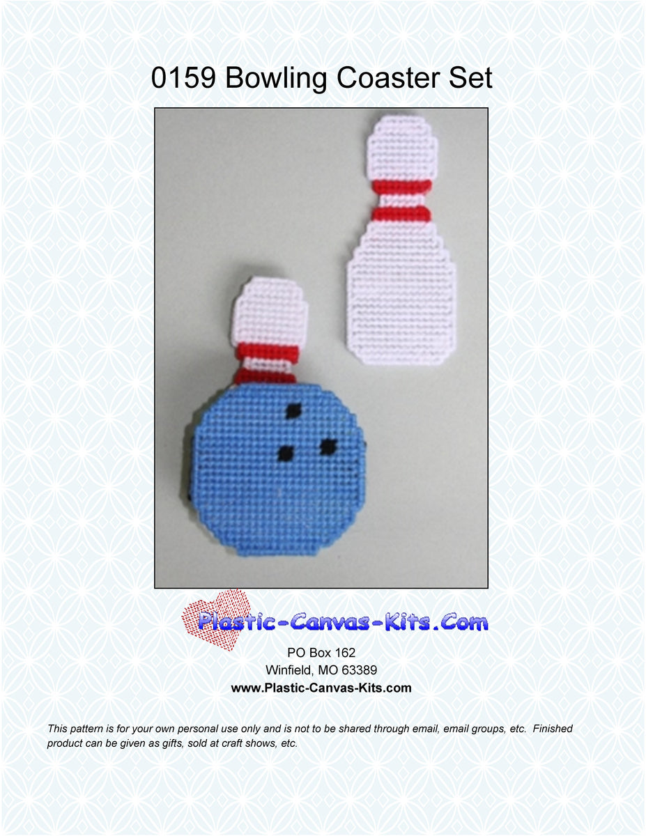 Plastic Canvas-Bowling Coaster Set| Plastic-Canvas-Kits.com