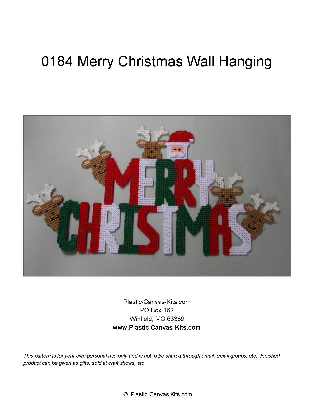 Plastic Canvas-Merry Christmas Sign| Plastic-Canvas-Kits.com