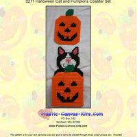 Halloween Cat and Pumpkins Coaster Set