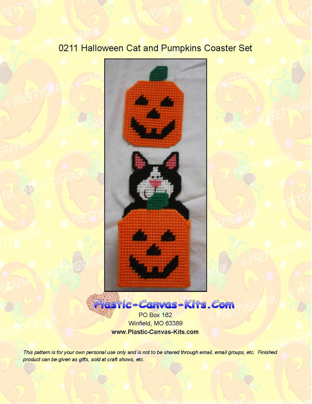 Halloween Cat and Pumpkins Coaster Set